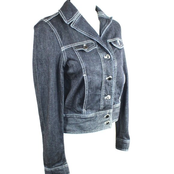 Elie Tahari Dark Blue Denim Jacket, Size Small - Picture 6 of 8